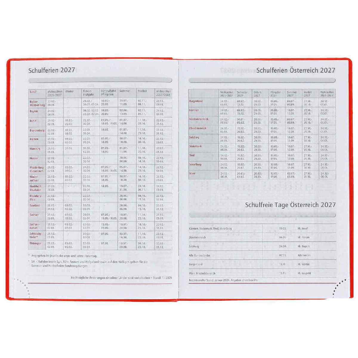 HERLITZ Taschenkalender A6 2027 1 Woche = 2 Seiten 208 Seiten Folie