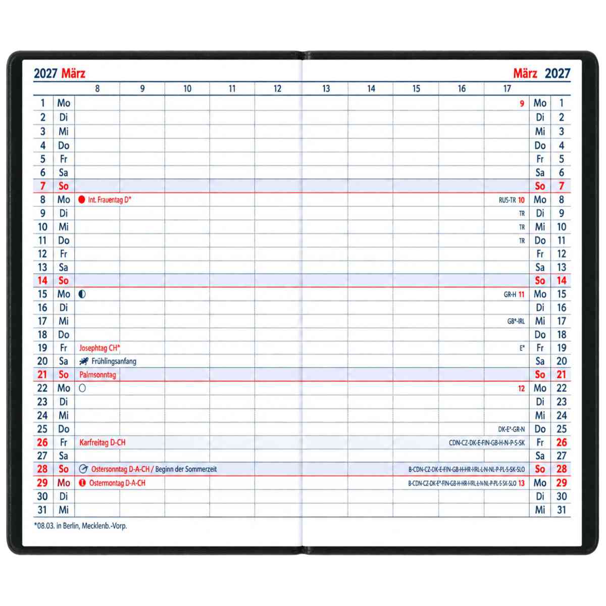HERLITZ Faltkalender Slimline 2027 95x160mm 1 Monat = 2 Seiten