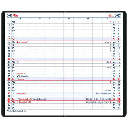 HERLITZ Faltkalender Slimline 2027 95x160mm 1 Monat = 2 Seiten