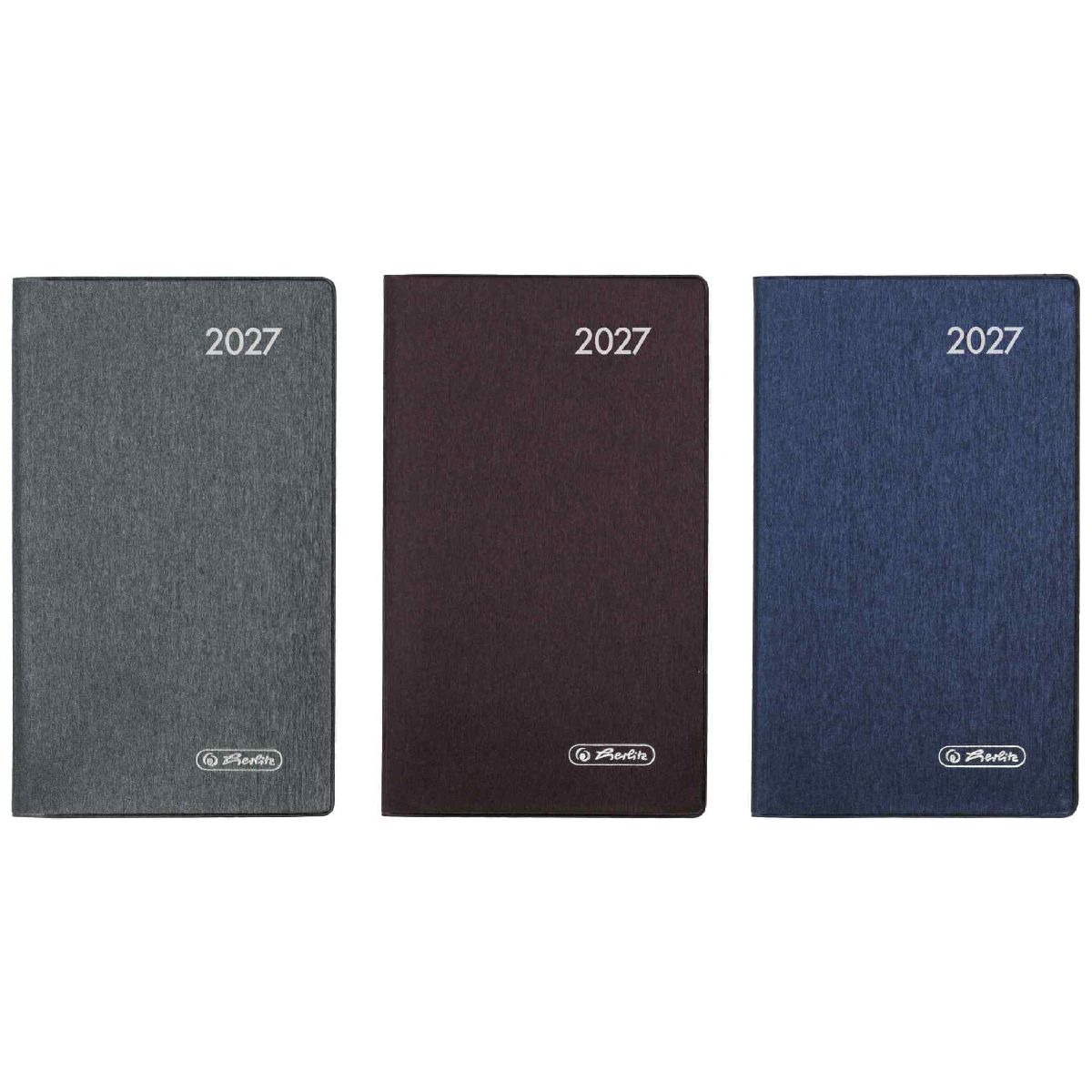 HERLITZ Faltkalender Slimline Metallic 2027 95x160mm 1 Monat = 2 Seiten
