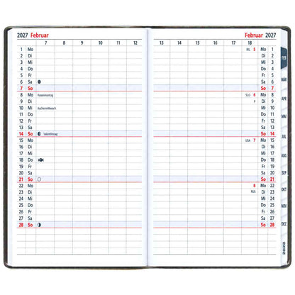 HERLITZ Faltkalender Slimline Metallic 2027 95x160mm 1 Monat = 2 Seiten