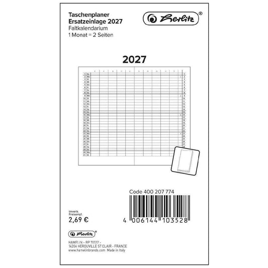 HERLITZ Faltkalender Ersatzeinlage 2027 95x160mm 1Monat=2Seiten