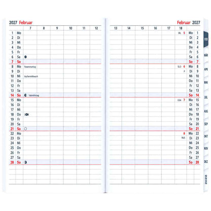 HERLITZ Faltkalender Ersatzeinlage 2027 mit Registger 95x160mm 1Monat=2Seiten