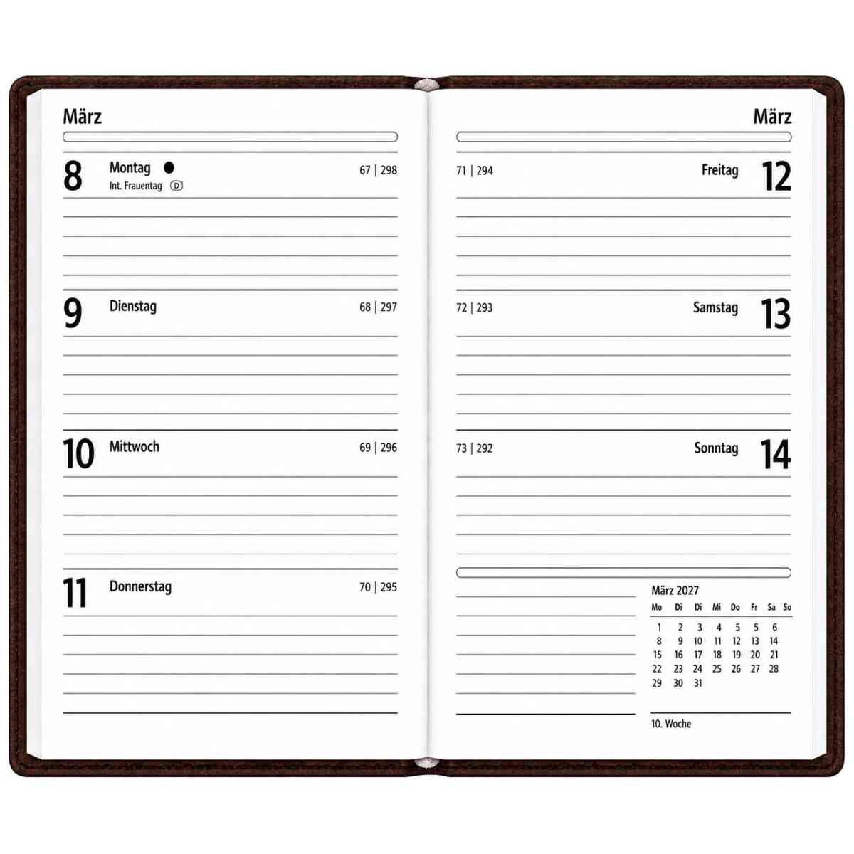 HERLITZ Taschenkalender Slimline Lady 2027 87x153mm 1 Woche = 2 Seiten