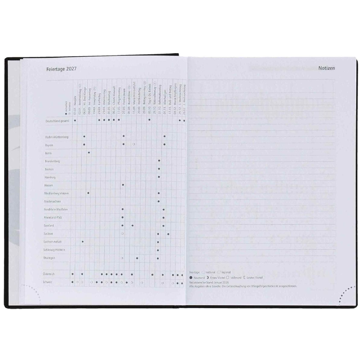 HERLITZ Taschenkalender Classic A6 2027 1 Tag = 1 Seite 368 Seiten