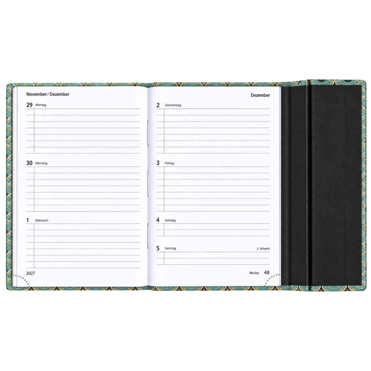 HERLITZ Buchkalender GRAPHICS A5 2027 Magnetverschluß 1 Woche = 2 Seiten
