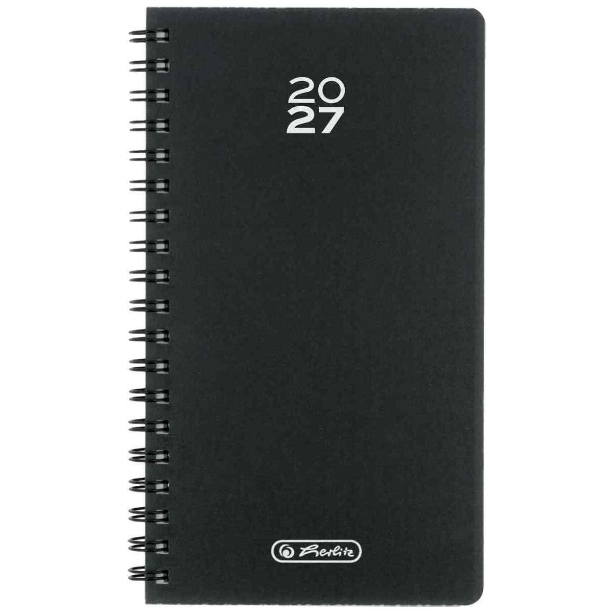 HERLITZ Taschenkalender Spiralkalender 2027 schwarz  1 Woche = 2 Seiten 100x170mm