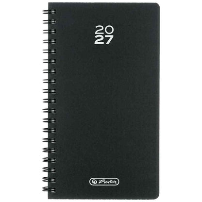 HERLITZ Taschenkalender Spiralkalender 2027 schwarz  1 Woche = 2 Seiten 100x170mm