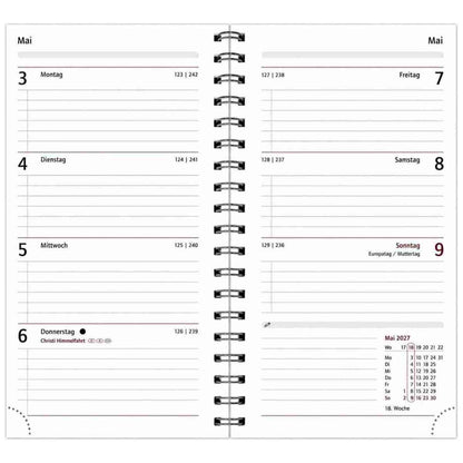 HERLITZ Taschenkalender Spiralkalender 2027 schwarz  1 Woche = 2 Seiten 100x170mm