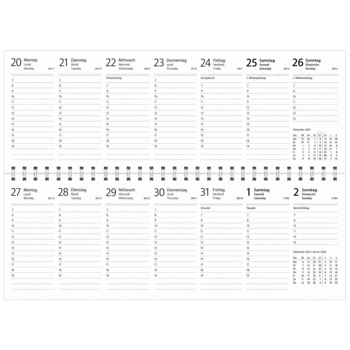 HERLITZ Querterminbuch Schreibtischkalender 2027 Compact 1 Woche=1S, 60 Seiten
