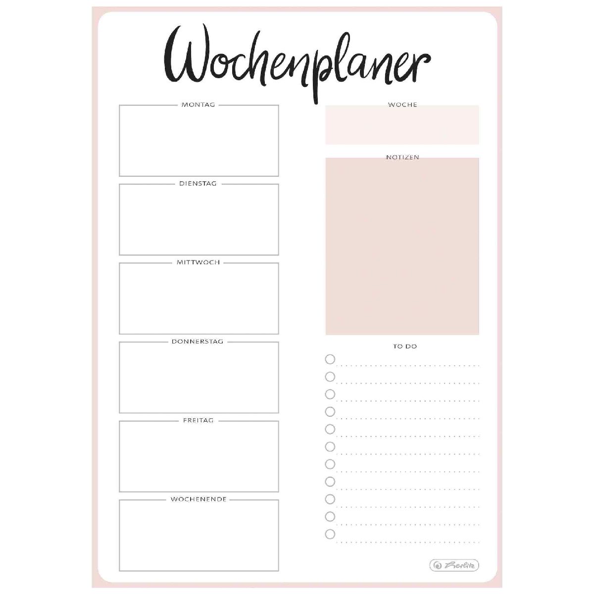 HERLITZ Wochenplaner A5 2027 Abreißblock 1 Woche = 1 Seite, oben geleimt