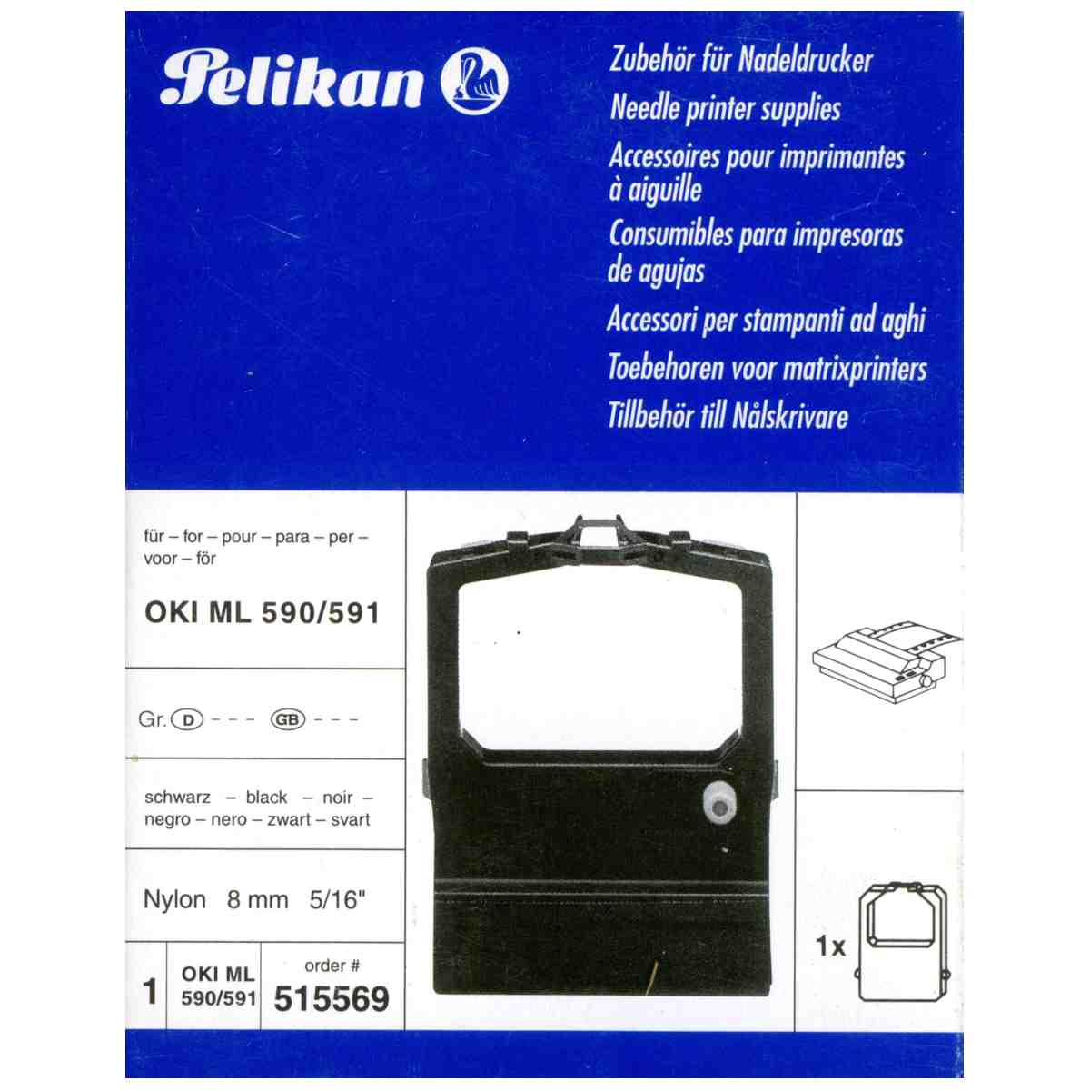 PELIKAN Farbband für Oki ML590/591 schwarz Nylon 8mm