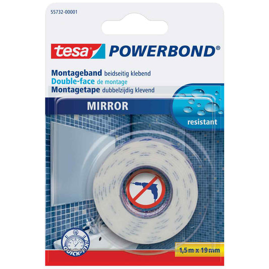 TESA Powerbond doppelseitiges Klebeband für Spiegel 1,5mx19mm