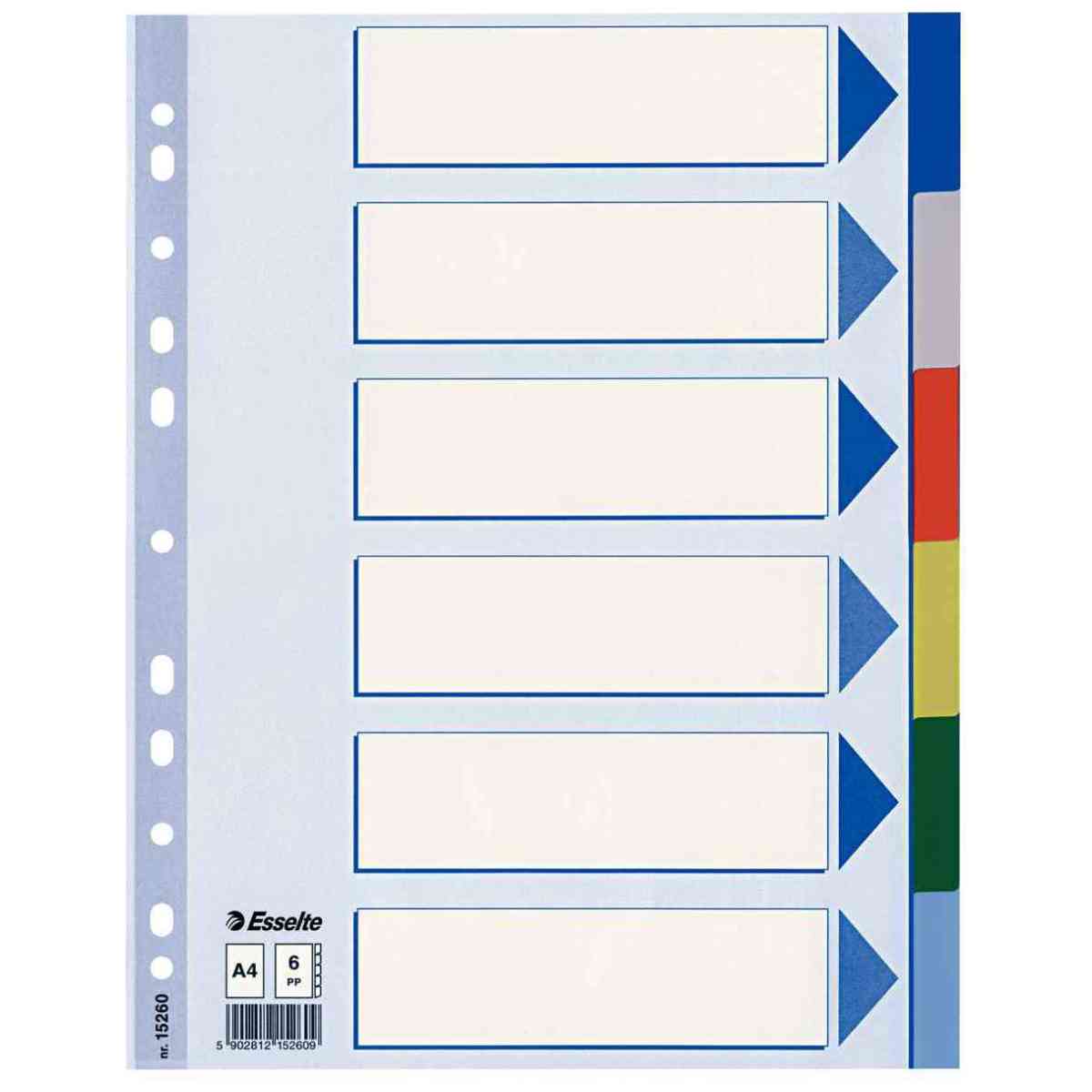 ESSELTE Register 15260 A4 PP 6-teilig farbig