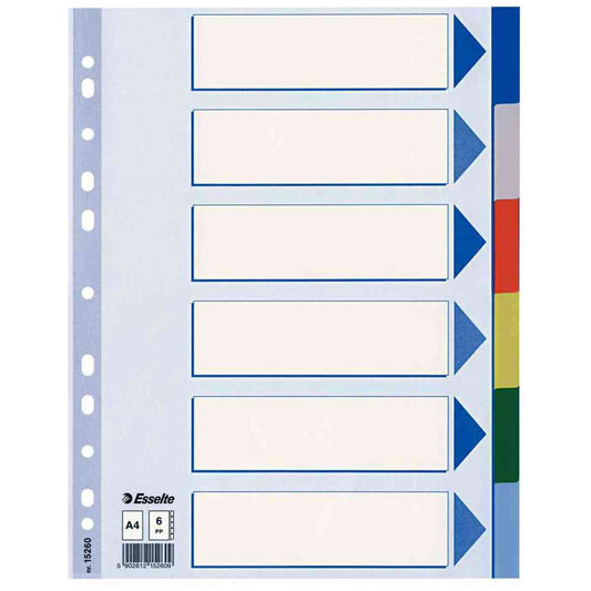 ESSELTE Register 15260 A4 PP 6-teilig farbig