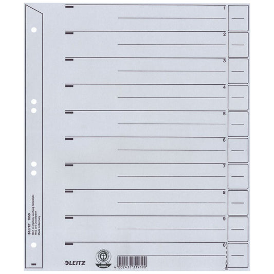 LEITZ Trennblätter 1650 A4 grau 24x30cm 200g 100 Stück