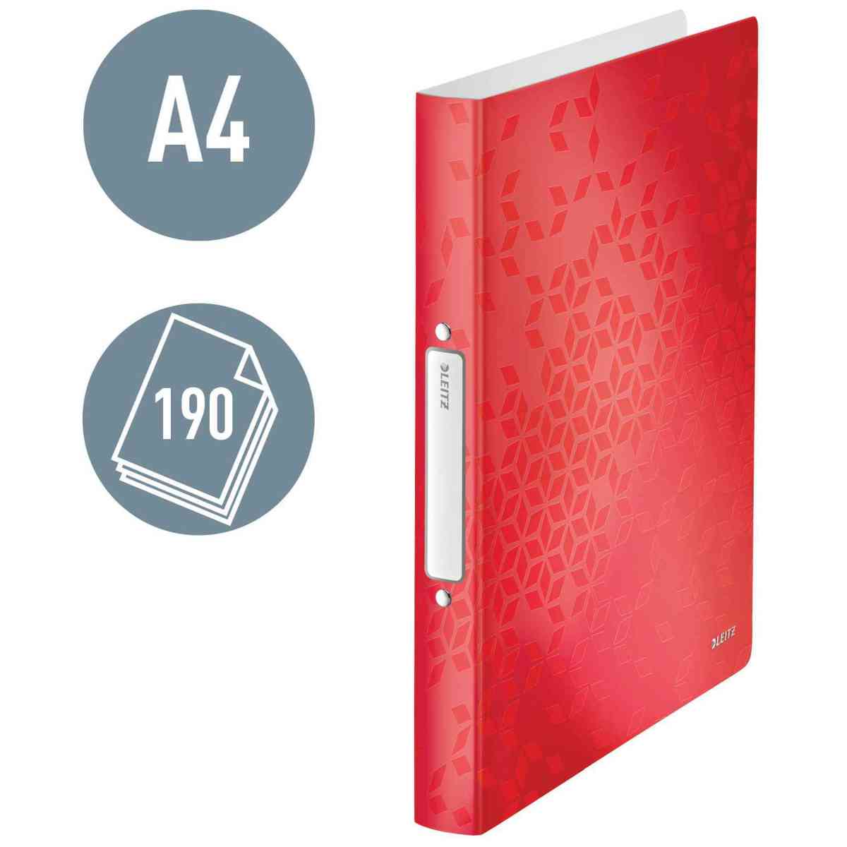 LEITZ Ringbuch WOW 4257 A4 PP 25mm 2-Ring rot metallic