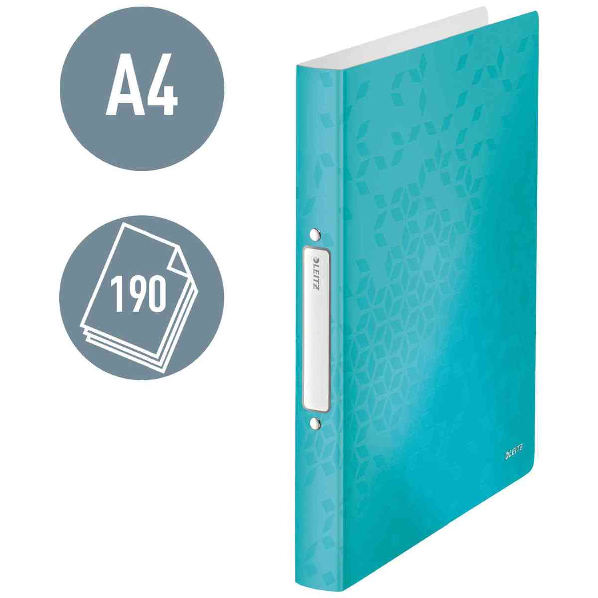 LEITZ Ringbuch WOW 4257 A4 PP 25mm 2-Ring eisblau metallic