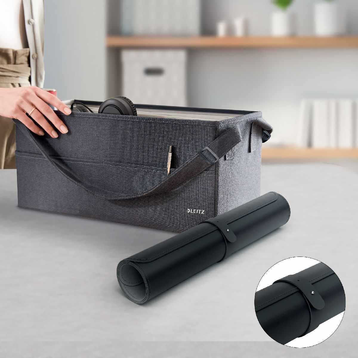 LEITZ Schreibunterlage Anti-Rutsch 80x40cm schwarz Soft-PVC *rollbar*