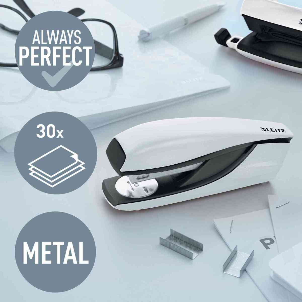 LEITZ Heftgerät NeXXt WOW 5502 bis 30 Blatt perlweiß