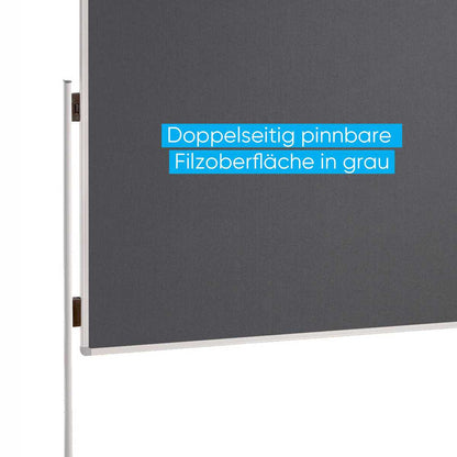 FRANKEN Moderationstafel 120x150cm ECO-UMTF12R mit Rollen beidseitig Filz grau