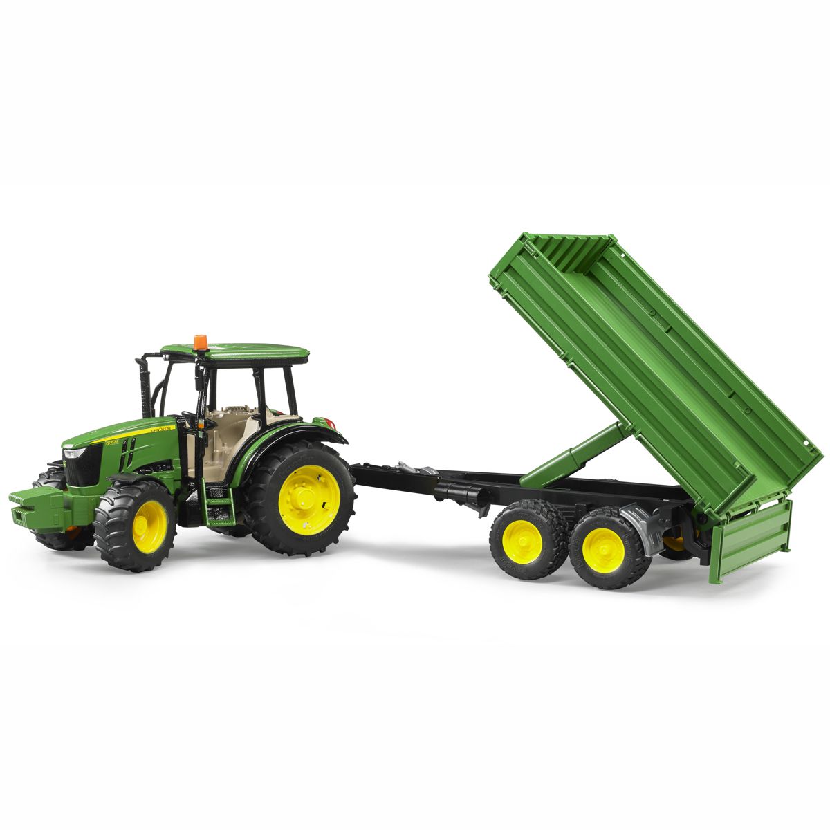 BRUDER 02108 John Deere 5115M mit Bordwandanhänger