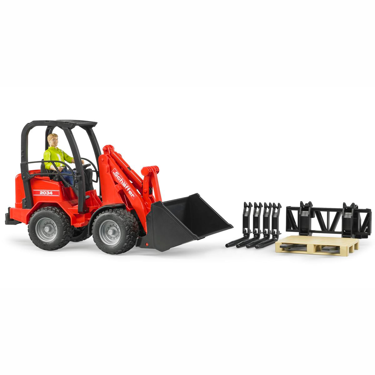 BRUDER 02191 Schäffer Hoflader 2034 mit Figur und Zubehör