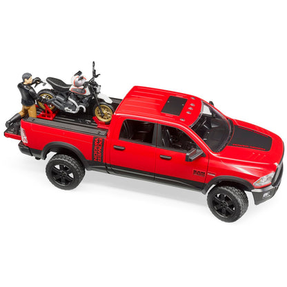 BRUDER 02502 RAM 2500 Power Wagon mit 
Scrambler Ducati Desert Sled und Fahrer