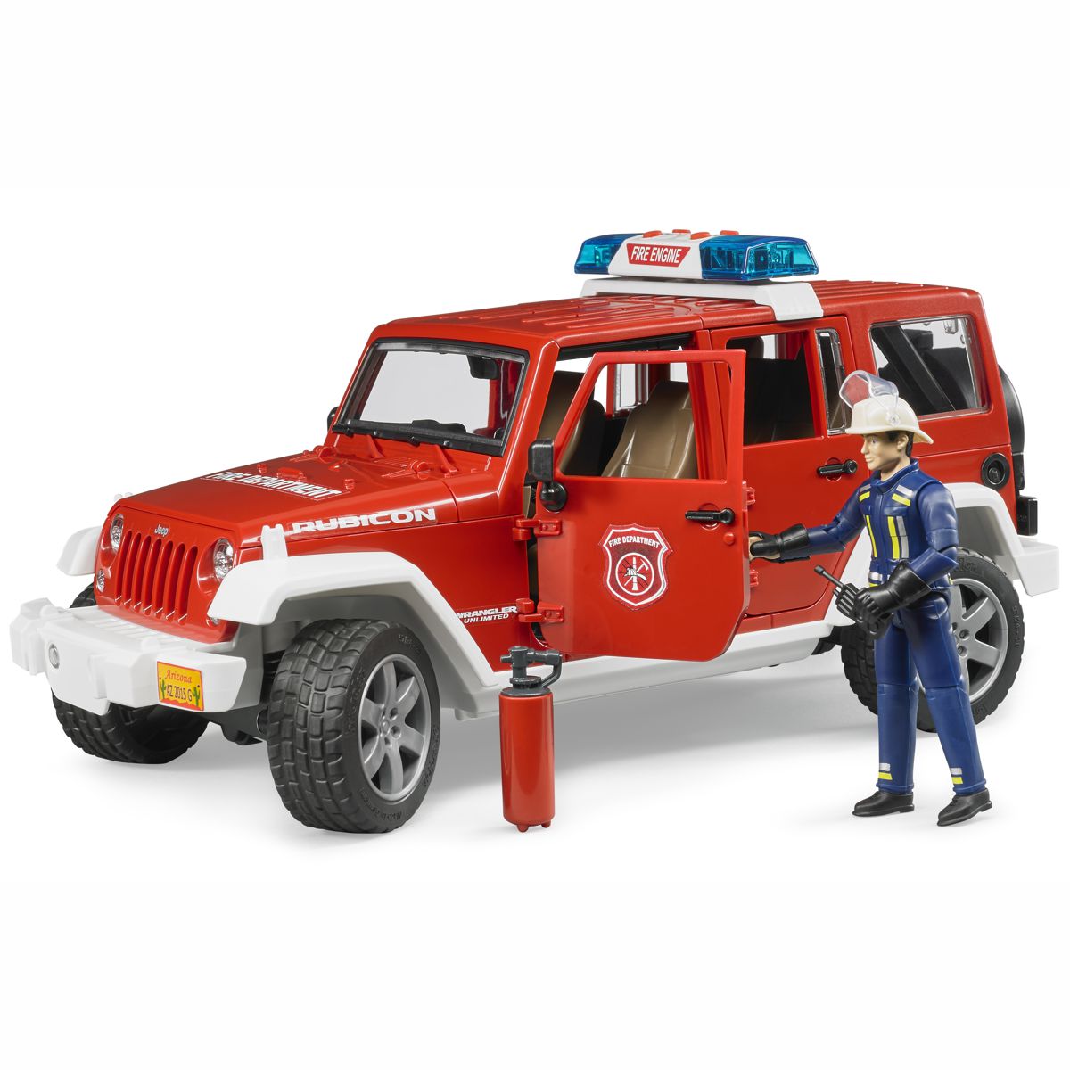 BRUDER 02528 Jeep Wrangler Unlimited Rubicon Feuerwehr
Einsatzfahrzeug mit Figur