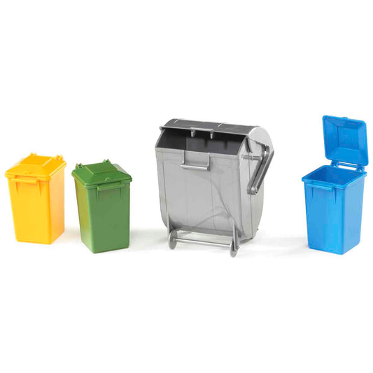 BRUDER 02607 Mülltonnen-Set (3 kleine, 1 große Tonne)