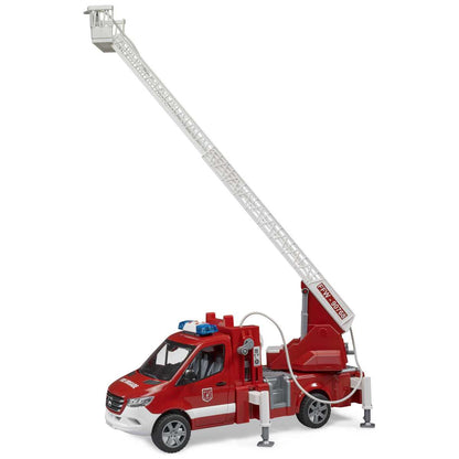 BRUDER 02673 MB Sprinter Feuerwehr mit Drehleiter, Pumpe und 
Light + Sound Modul