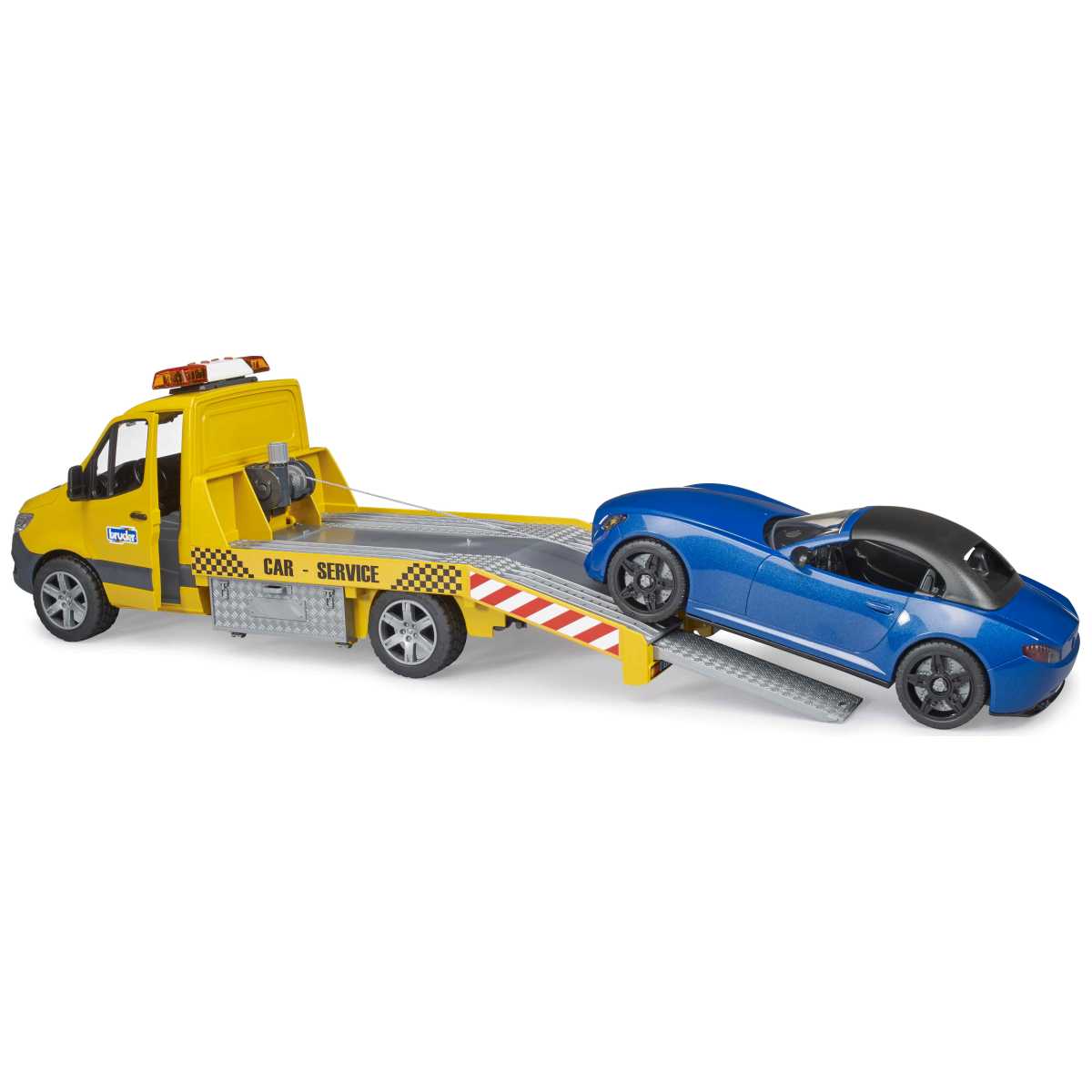 BRUDER 02675 MB Sprinter Autotransporter m. Light + Sound Modul 
und BRUDER Roadster