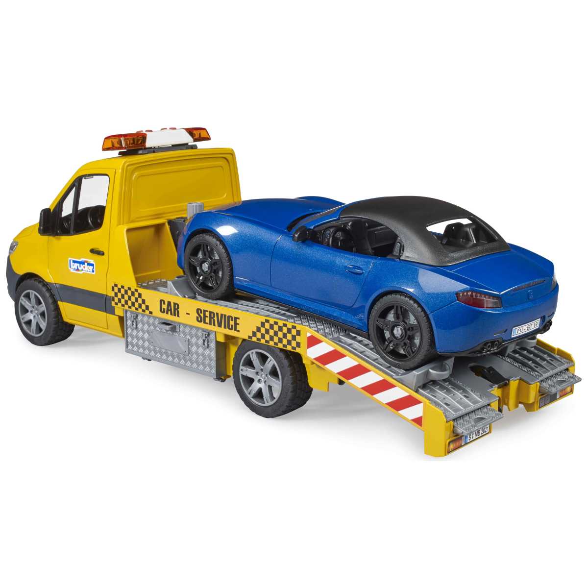 BRUDER 02675 MB Sprinter Autotransporter m. Light + Sound Modul 
und BRUDER Roadster