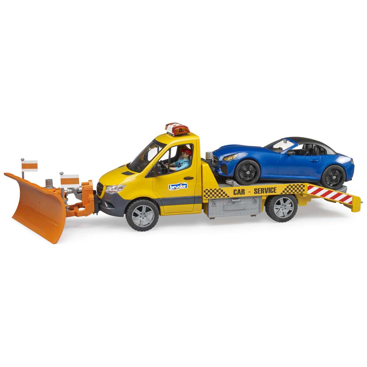 BRUDER 02675 MB Sprinter Autotransporter m. Light + Sound Modul 
und BRUDER Roadster