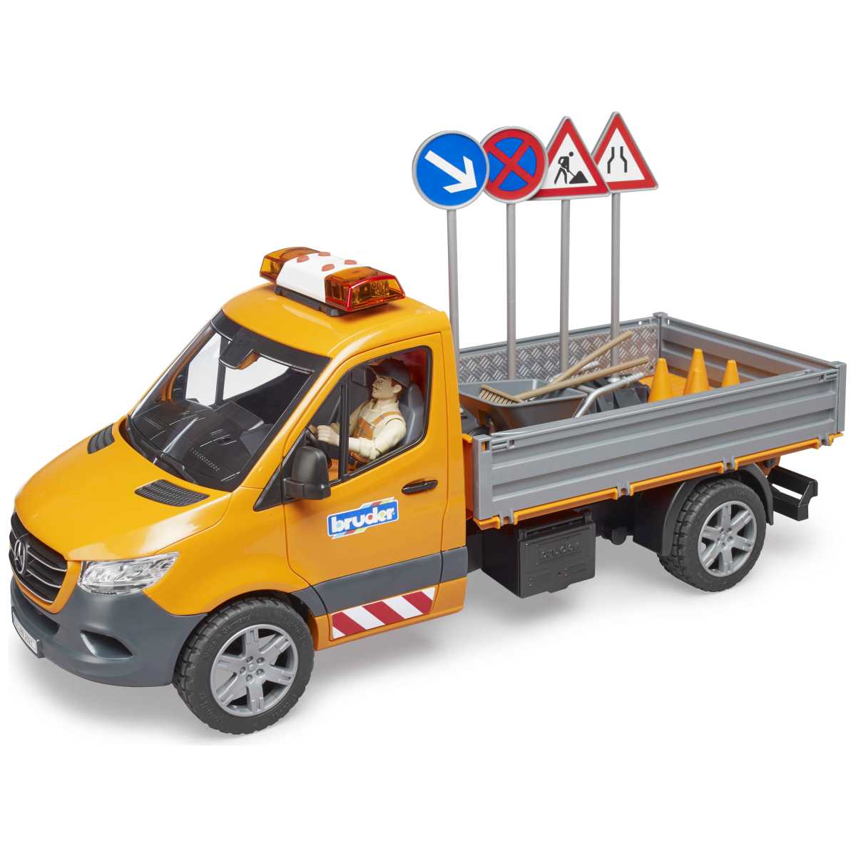 BRUDER 02677 MB Sprinter Kommunal mit Fahrer, Light + Sound Modul und Zubehör
