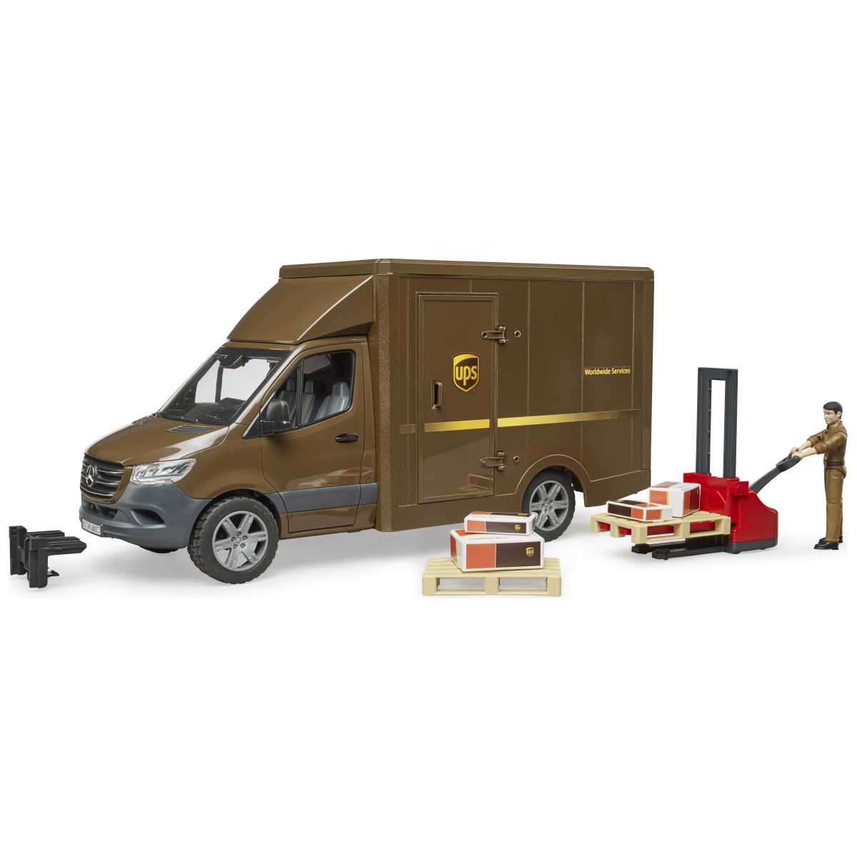 BRUDER 02678 MB Sprinter UPS mit Fahrer und Zubehör