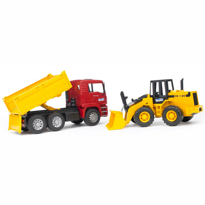 BRUDER 02752 MAN TGA Kipplastwagen mit Gelenkradlader FR130