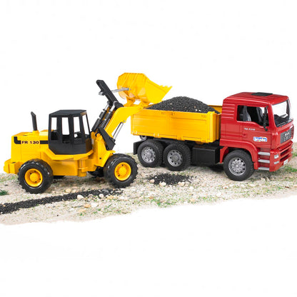BRUDER 02752 MAN TGA Kipplastwagen mit Gelenkradlader FR130