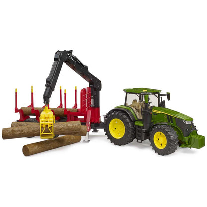 BRUDER 03154 John Deere 7R 350 mit Rückeanhänger und 4 Baumstämmen
