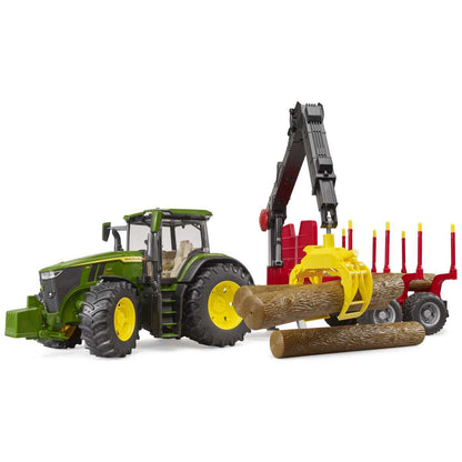 BRUDER 03154 John Deere 7R 350 mit Rückeanhänger und 4 Baumstämmen