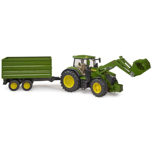 BRUDER 03155 John Deere 7R 350 mit Frontlader u. Tandemachstransportanhänger