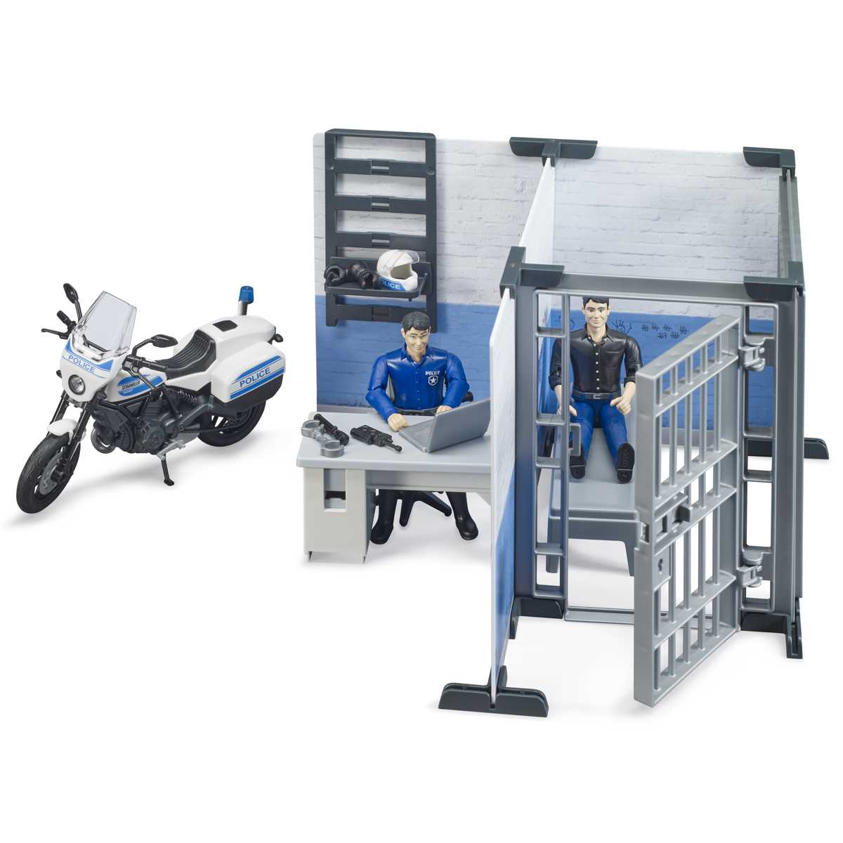 BRUDER 62732 bworld Polizeistation mit Polizeimotorrad