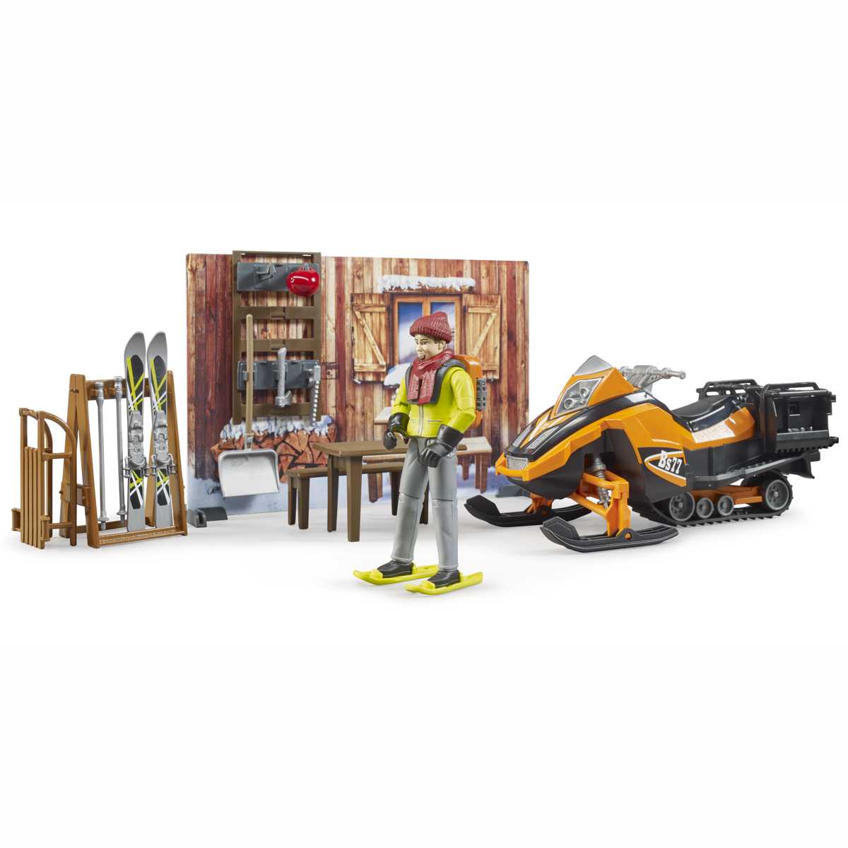 BRUDER 63102 bworld Berghütte mit Snowmobil