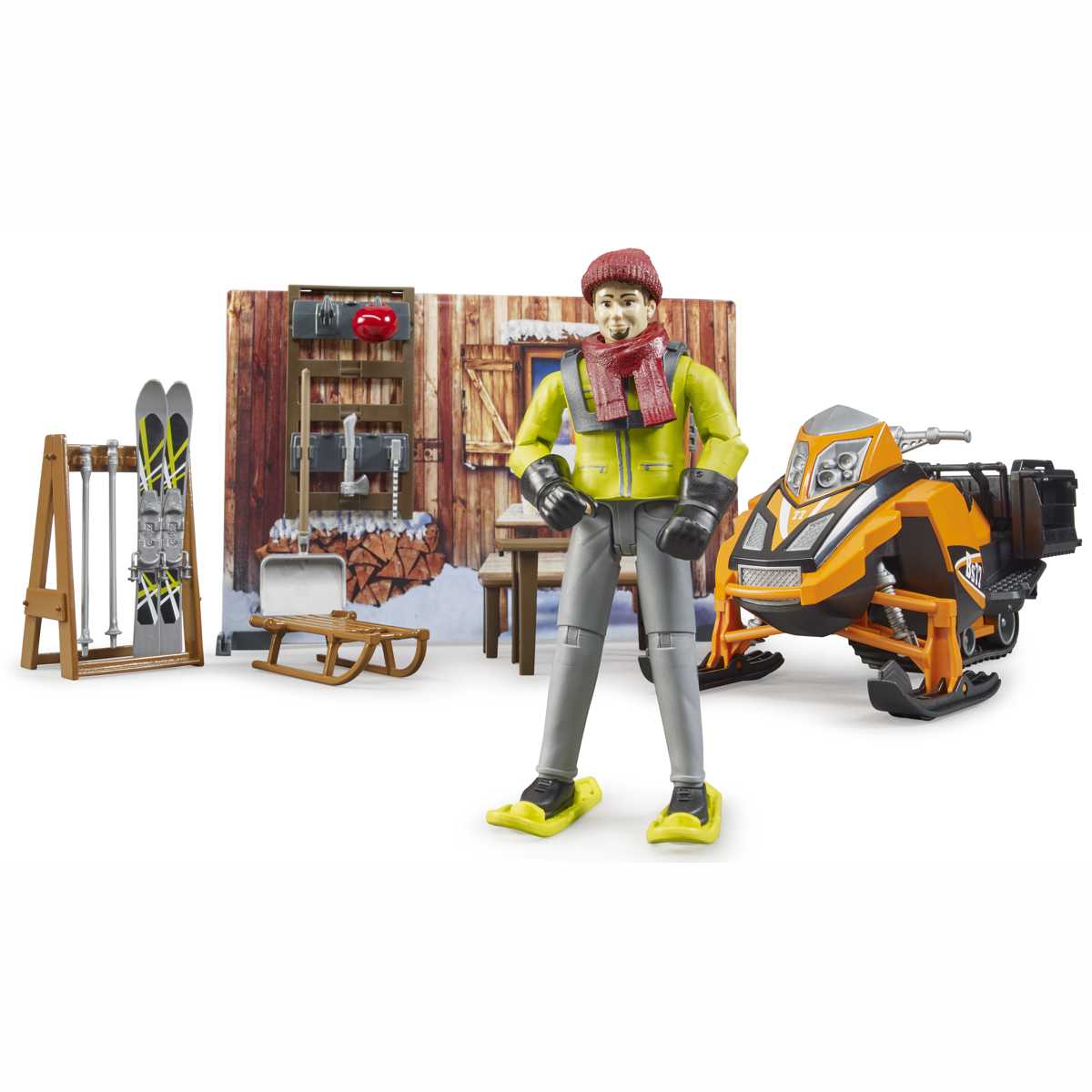 BRUDER 63102 bworld Berghütte mit Snowmobil