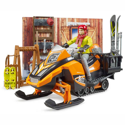 BRUDER 63102 bworld Berghütte mit Snowmobil