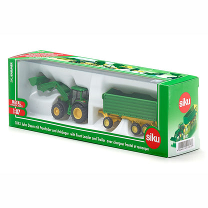 SIKU 1843 John Deere mit Frontlader und Anhänger 1:87