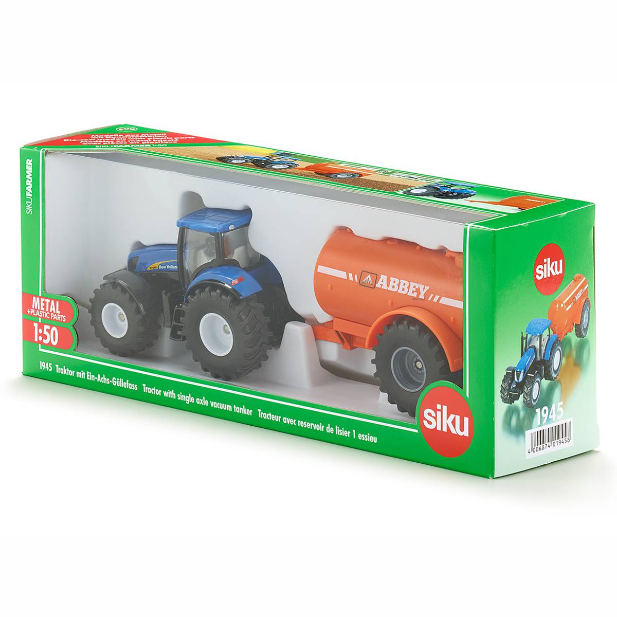 SIKU 1945 Traktor mit Ein-Achs-Güllefass 1:50