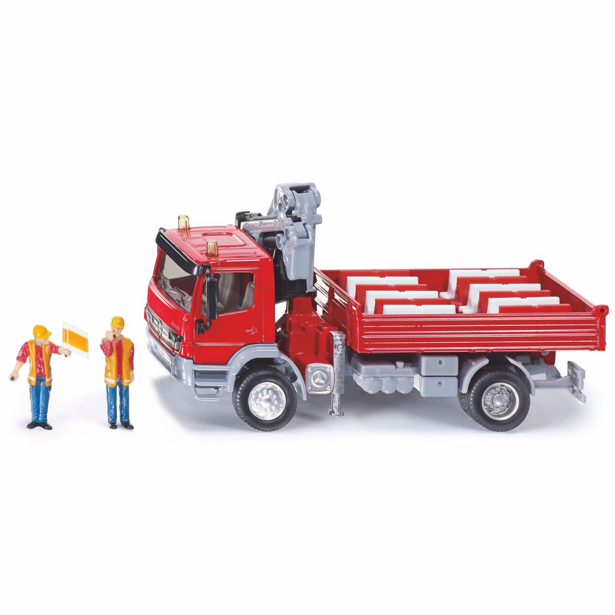SIKU 3534 Mercedes Atego mit Kran und Bauarbeiter 1:50