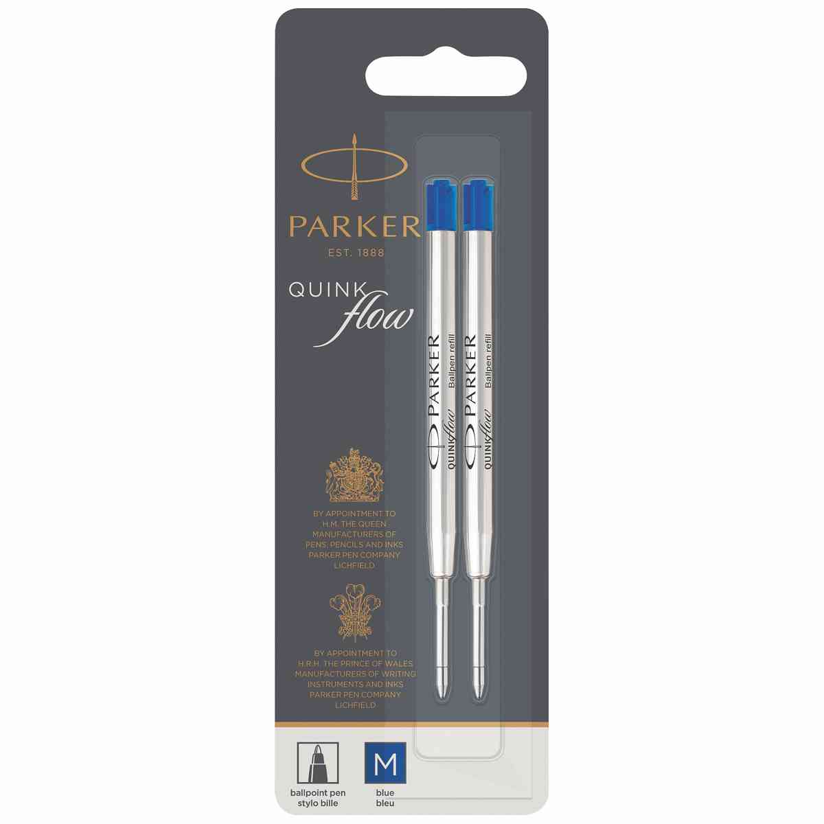 PARKER Kugelschreiber-Mine M Blau QUINKflow -2 Stück im SPARPACK-
