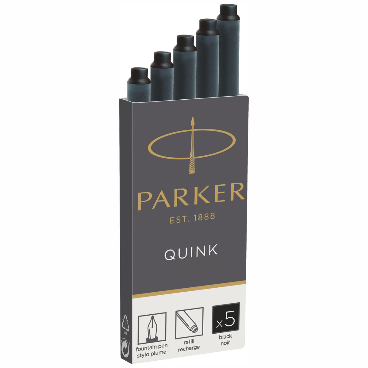 PARKER Tintenpatrone Quink lang schwarz 5 Stück